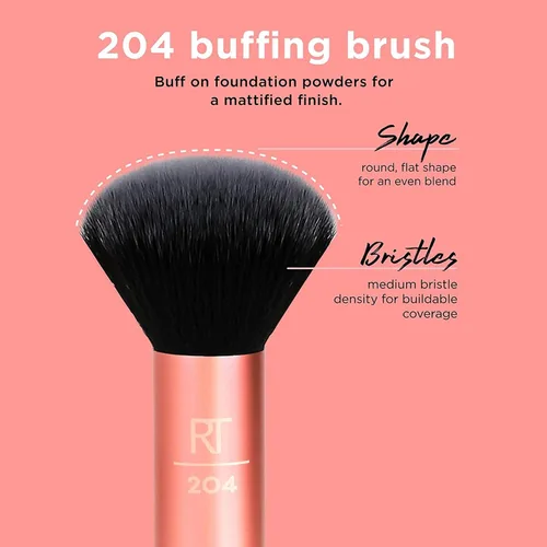 Vista 6 de Set de brochas de maquillaje sintéticas para una base impecable, cruelty-free, brocha para contornos, corrector, polvos y base, de Real Techniques