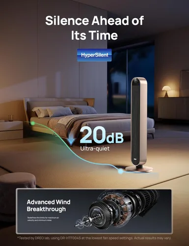 Vista 5 de Ventilador de torre inteligente Dreo con control de voz, ventilador oscilante de 120° compatible con Alexa/Google/App/control remoto, 42 pulgadas