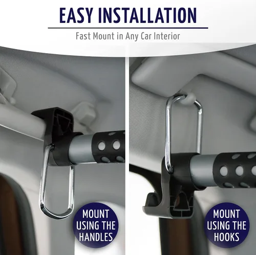 Vista 3 de Zone Tech – barral para ropa para auto - barral para ropa expansible calidad premium