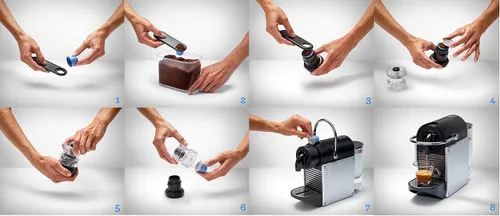 Vista 3 de Cápsulas reutilizables paquete de 6 cápsulas de café recargables para máquinas Nespresso Original Line, complemento al kit de inicio Bluecup sin BPA