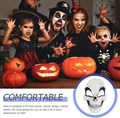 Vista 3 de Halloween Season Skull Mask, Black Plastic Skeleton Face for Adults