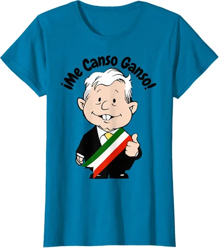 Vista 77 de AMLO Amlito Me Canso Ganso - Camiseta con diseño de dibujos animados mexicanos Gris Oscuro