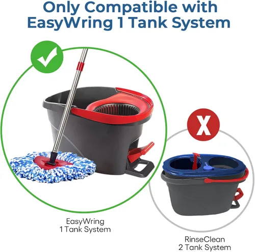 Vista 3 de Matthew Cleaning - Juego de 3 cabezales de repuesto de microfibra azul compatible con EasyWring Spin Mop Reemplazar la cabeza EasyWring de alta