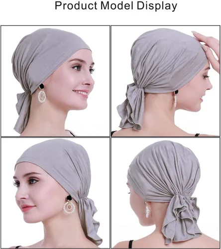 Vista 2 de osvyo Pañuelo de quimioterapia para mujer, pérdida de cabello, turbantes de cáncer sin cordones, embalaje sellado
