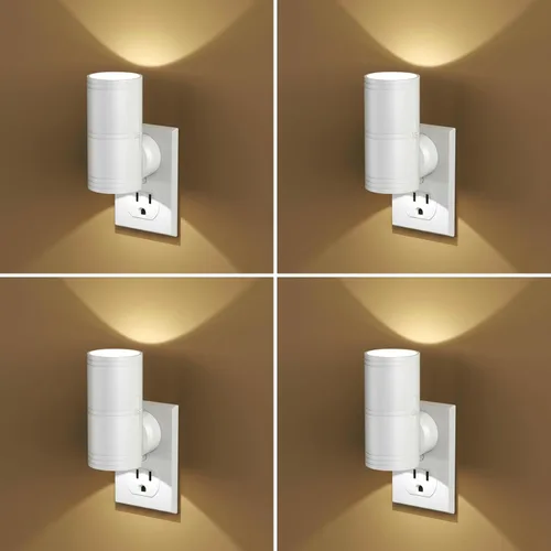 Vista 10 de Likelgn Luz nocturna enchufable a la pared, paquete de 2 luces LED regulables con sensor de atardecer a amanecer, brillo blanco suave, para pasillo