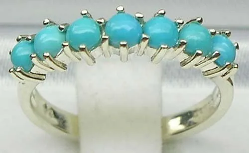 Vista 2 de Anillo de eternidad para mujer de plata de ley 925 auténtica turquesa auténtica