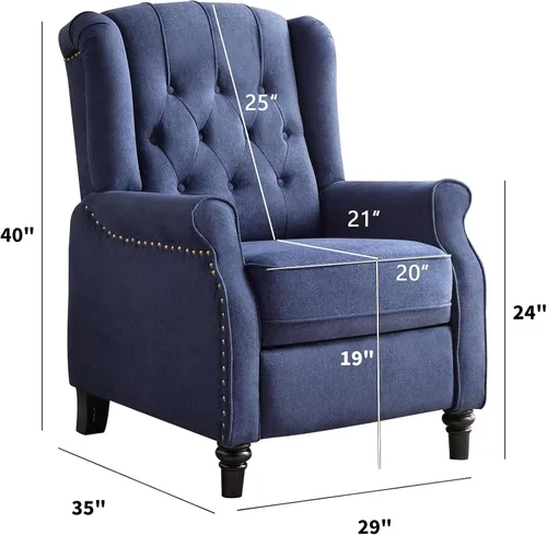 Vista 2 de CANMOV Silla Reclinable de Empuje hacia Atrás, Silla Decorativa, Sillón Reclinable de Mediados de Siglo con Respaldo Alto, Silla Reclinable de Tela