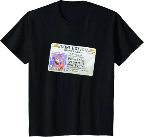 Vista 40 de SpongeBob SquarePants Camiseta con logotipo de Patrick Star Driver License King, Negro