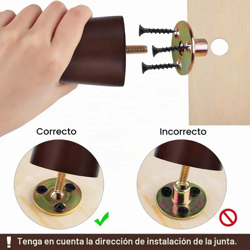 Vista 5 de TURSTIN 8 patas redondas para muebles de 3 pulgadas, patas redondas de madera maciza con tuercas en T M8, patas de sofá, patas de repuesto