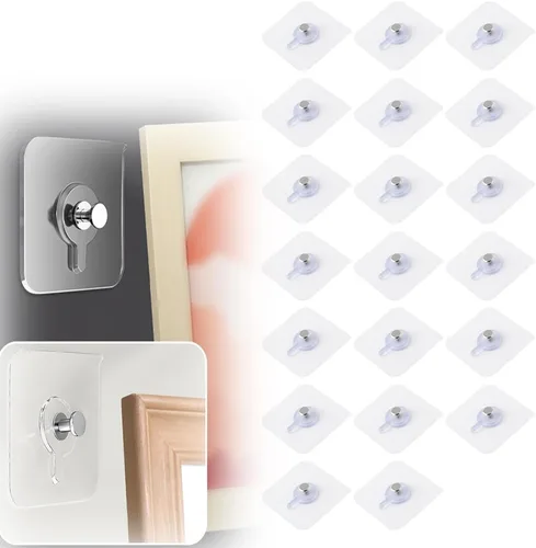 Vista 8 de Ganchos adhesivos sin taladros, colgadores de fotos mejorados sin clavos, ganchos adhesivos de montaje en pared para colgar, ganchos de pared sin
