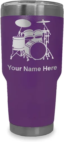 Vista 11 de LaserGram Vaso aislado al vacío de 20 onzas, juego de batería, grabado personalizado incluido (negro)