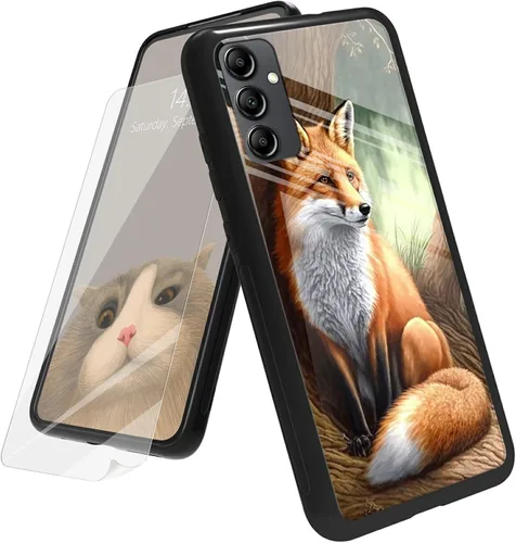 Vista 108 de Funda para Samsung Galaxy A12 5G con protector de pantalla, parte trasera de vidrio templado + TPU de silicona suave que absorbe los golpes