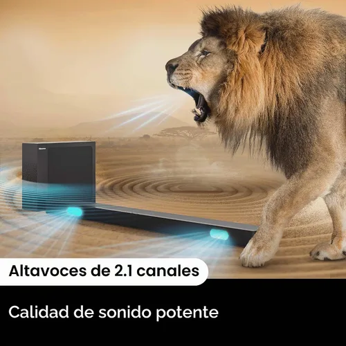 Vista 4 de Hisense Barra de sonido HS2100 de 2.1 canales con subwoofer inalámbrico, Dolby Audio, DTS Virtual:X, HDMI ARC, Bluetooth 5.3, control remoto, 6