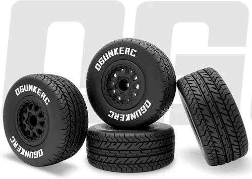 Vista 7 de OGRC - 4 neumáticos hexagonales de 0.472 in de plástico con insertos de espuma, neumáticos de goma para neumáticos 1/10 para Traxxas Slash Redcat
