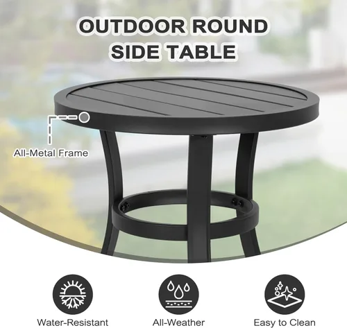 Vista 5 de NUU GARDEN 3-Piece Patio Bistro Set,2 Textilene Chairs and 1 Table,Blue and Black