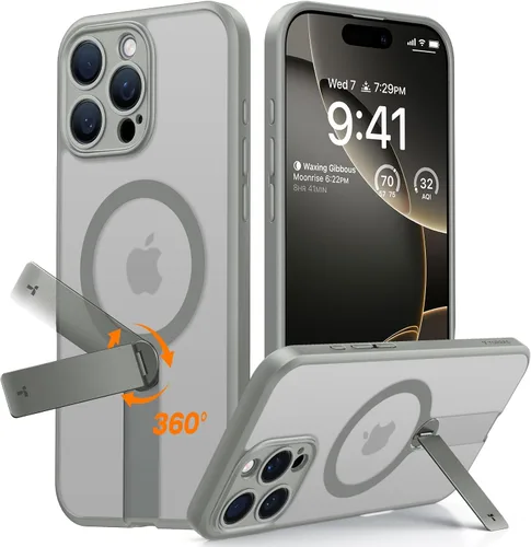 Vista 9 de TORRAS Funda magnética con soporte de 360° para iPhone 16, protección completa de la cámara, compatible con MagSafe, protección contra caídas