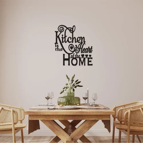 Vista 6 de Decoración de pared de cocina, moderna escultura de pared de metal negro "Kitchen is the Heart of the Home", arte de pared impermeable para cocina