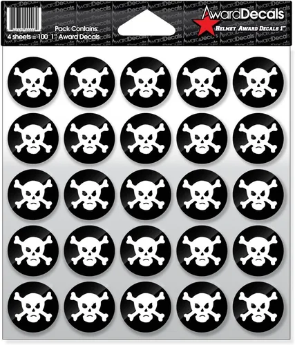 Vista 13 de Award Decals Cráneo y hueso cruzado (negro sobre transparente)