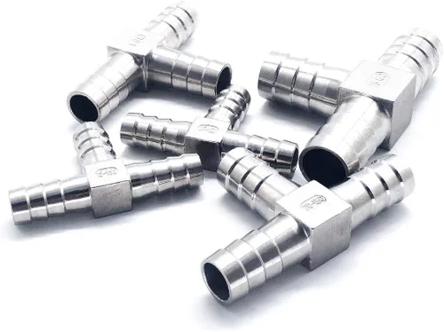 Vista 4 de 1/2 "Tee Hose Barb Fitting Acero inoxidable Igual Barb 3 Way T Splitter Joint Connector Adapter Union Fitting for Fuel Gas Liquid Air