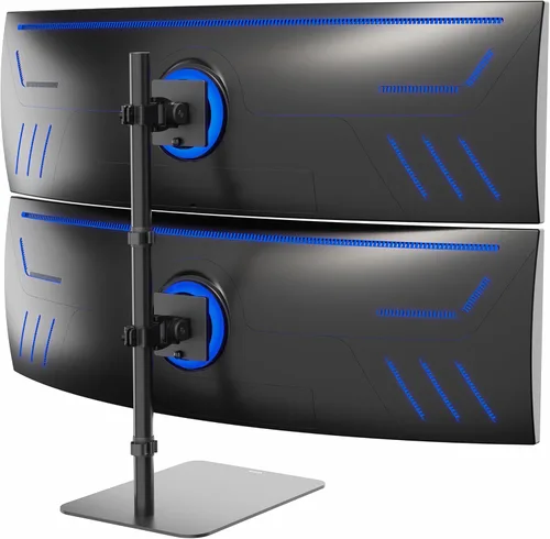 Vista 10 de VIVO Soporte de escritorio para monitor dual con base de vidrio templado, soporte LCD independiente, mantiene dos pantallas ultra amplias de hasta