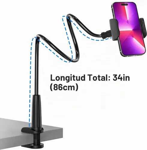 Vista 3 de MAGIPEA Soporte de teléfono de cuello de cisne para cama, soporte flexible de teléfono celular de 34 pulgadas para escritorio, soporte de abrazadera