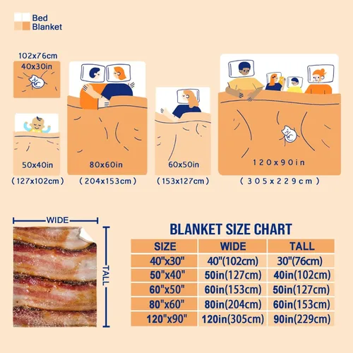 Vista 5 de Manta de vellón con estampado de tocino, ligera, regalo para cumpleaños, Navidad, mantas de franela suave para todas las estaciones, cama, sofá