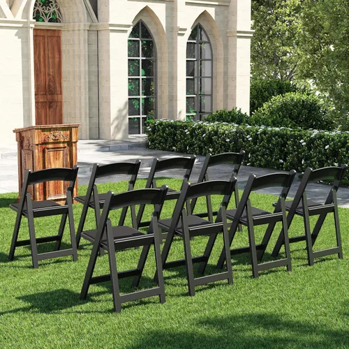 Vista 4 de Sillas plegables de resina con cojín para bodas, fiestas, paquete