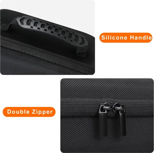 Vista 5 de Canboc Estuche rígido de transporte para altavoz GPS Bushnell Wingman View Golf, bolsillo de malla para cables de carga y accesorios, negro+naranja
