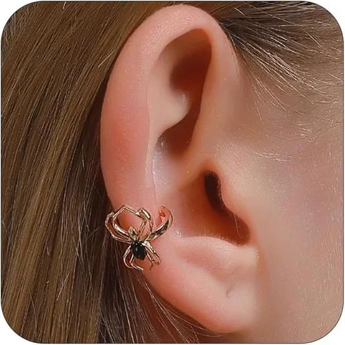 Vista 14 de Aretes de Halloween para mujer, aretes de aro de perlas de sangre de vampiro, aretes góticos de perlas de vampiro, aretes de borla de perlas de Negro