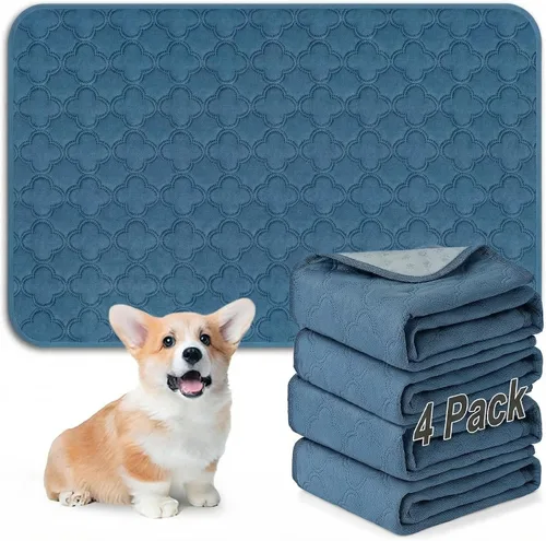 Vista 31 de FunFurry Forro lavable para jaula de conejillo de indias, paquete de 4 almohadillas reutilizables y lavables, ropa de cama impermeable para Azul