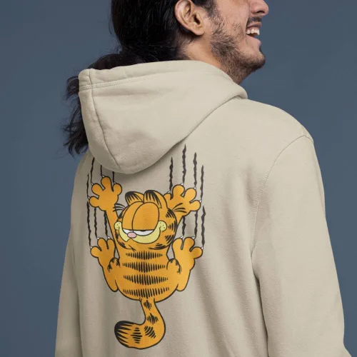 Vista 4 de Ripple Junction Garfield - Sudadera con capucha para hombre, con gráfico frontal y trasero, con bolsillo frontal, con licencia