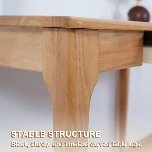 Vista 9 de Escritorio de madera maciza con cajones, escritorio de computadora de madera para oficina en casa, escritorio de estudio de juegos para espacios