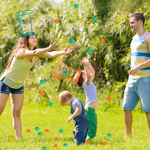 Vista 4 de Hooqict Paquete de 3 piezas de juego de fiesta de baloncesto para niños y adultos, juego de diadema ajustable con 40 bolas para fiesta de carnaval