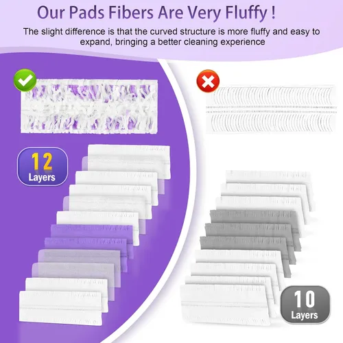 Vista 5 de Paquete de 60 almohadillas desechables compatibles con mopa Swiffer Recambio de mopa eléctrica Purple 60