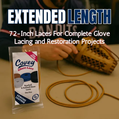 Vista 5 de Covey Sports Kit de encaje de guante de béisbol de alta calidad, cuero crudo americano auténtico, cordones de 72 pulgadas para reparación y relación