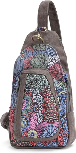 Vista 8 de Bolso bandolera de viaje bohemio para mujer, bolso cruzado pequeño y ligero Gris/M