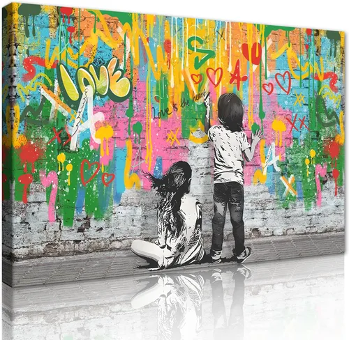 Vista 41 de Arte de pared de graffiti colorido póster impreso en lienzo creativo y moderno, pintura de graffiti de niña nunca te rindas, imágenes inspiradoras