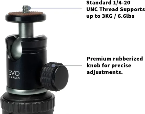Vista 6 de EVO Gimbals GS-Flex Mini Trípode Flexible de Pierna para Cámaras DSLR y sin espejo de hasta 6.6 lbs Incluye cabezal de bola giratorio de aluminio