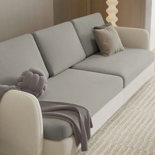Vista 20 de YOPOIY Funda de cojín elástica para sofá, fundas protectoras de muebles jacquard con funda de cojín para sofá a cuadros, beige, L, 1 plaza
