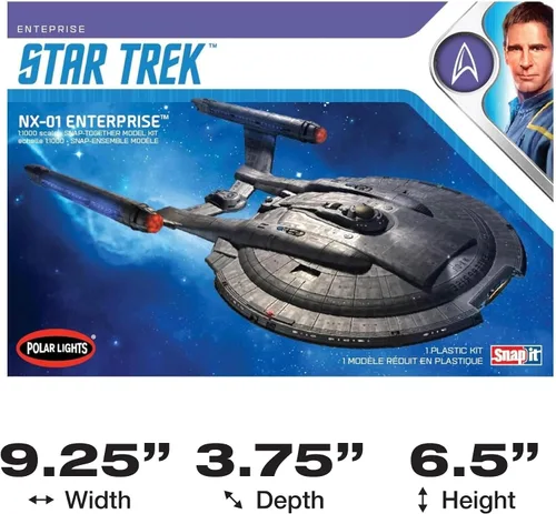 Vista 5 de Polar Lights Star Trek NX-01 Enterprise (Snap) Kit de modelo a escala 1:1000 2T