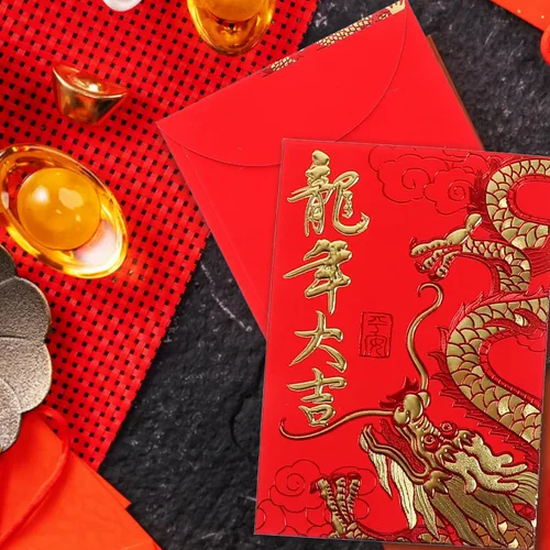 Vista 5 de Paquete de 60 sobres rojos chinos para Año Nuevo Lunar Hong Bao 2024 Año del Año del Año del Dinero para Festival de Primavera Boda Cumpleaños
