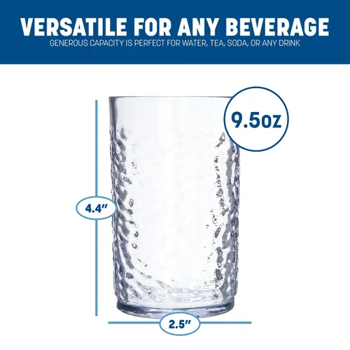 Vista 2 de Carlisle FoodService Products Vaso de plástico Pebble Optic Pebble para restaurantes, catering, cocinas, plástico, 10.9 onzas, transparente