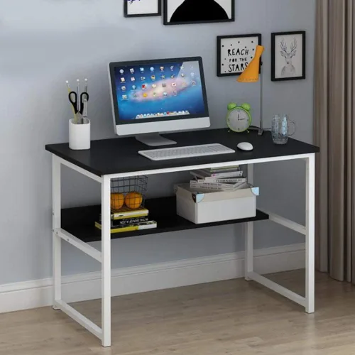 Vista 2 de Escritorio para computadora de oficina en casa con estantería, escritorio de madera de 43 pulgadas con estantes de almacenamiento, mesa moderna