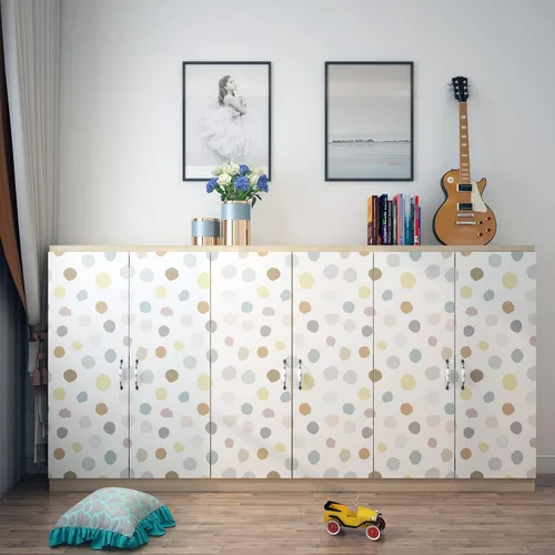 Vista 4 de Papel tapiz para niños, papel tapiz de lunares colorido de 17.5 x 120 pulgadas, autoadhesivo para guardería, papel de contacto apto para inquilinos