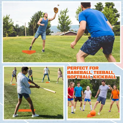 Vista 6 de Jenaai El juego de 9 piezas de kickball deportivo incluye 2 piezas de Kickball, 5 bases de marcador y bomba de baloncesto, fútbol, béisbol, tenis