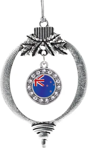 Vista 11 de Inspired Silver - Adorno con dije de cara de carlino - Adornos navideños de círculo de plata con joyas de circonita cúbica