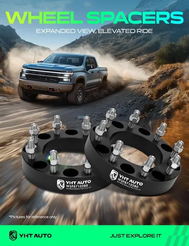 Vista 2 de YHTAUTO 8x180mm Separadores de Rueda 1.5 Pulgadas Compatible con Modelos Chevrolet, GMC, 2011-2022 Silverado Sierra 2500 3500 HD, Separadores