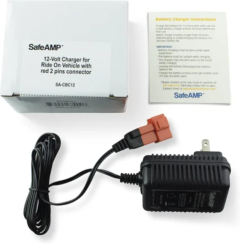 Vista 3 de SafeAMP Cargador de 12 V para vehículos de paseo, conector rojo de 2 pines