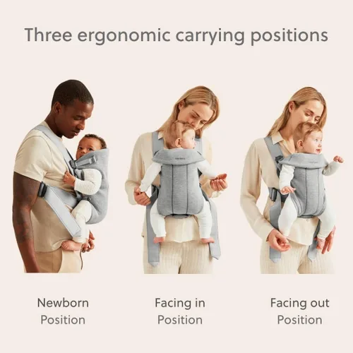 Vista 3 de BabyBjörn Portabebés Mini, gris claro, jersey 3D Portabebés (7-25 libras), ergonómico, fácil de usar