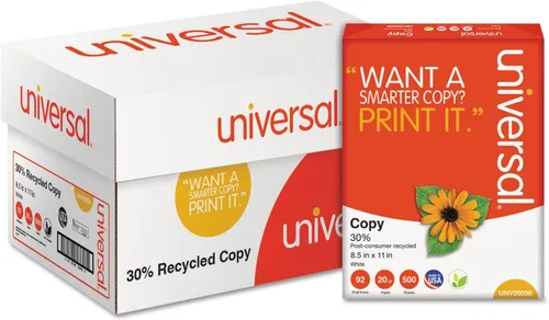 Vista 5 de Universal Papel de copia reciclado 30%, brillo 92, 20lb, 8 1/2" x 11", blanco, 5000/cartón (20030)